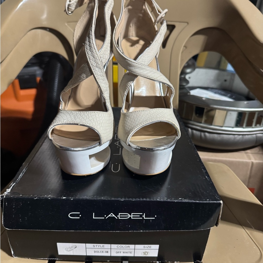 C Label Cream Platform Heels